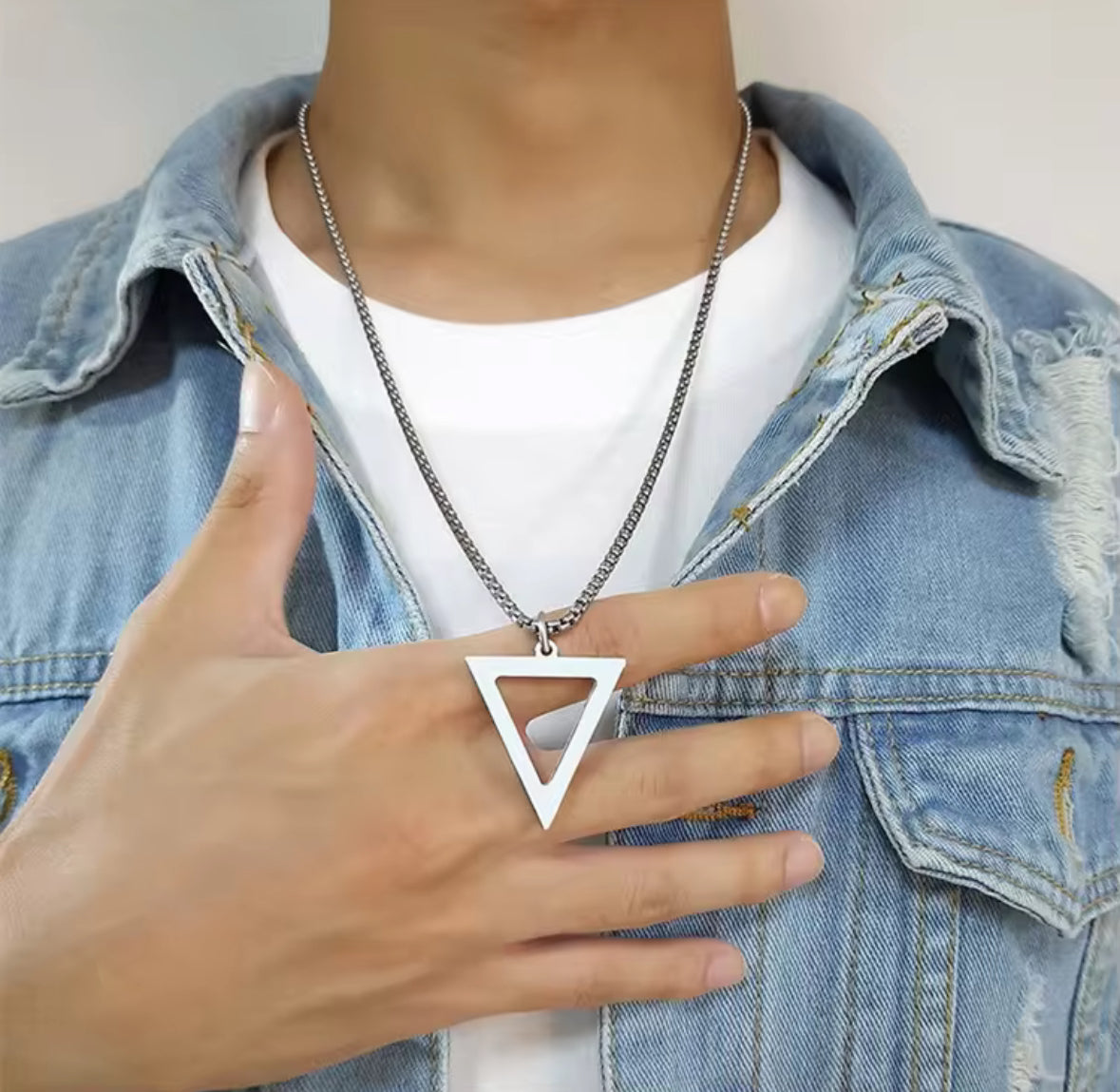 Stainless Steel Triangle Shaped Western Necklace Pendent Chain