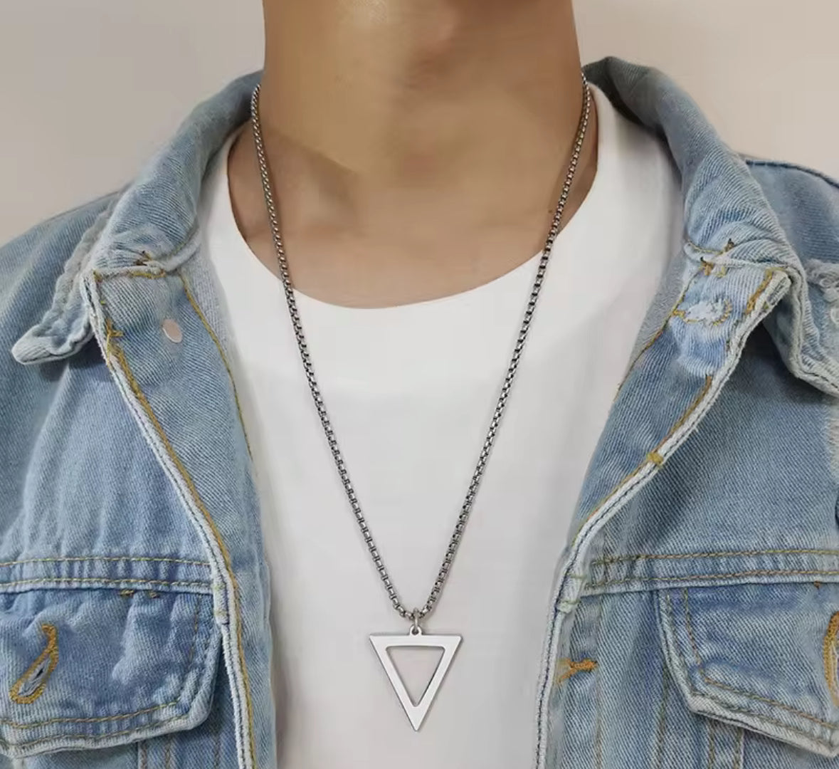 Stainless Steel Triangle Shaped Western Necklace Pendent Chain
