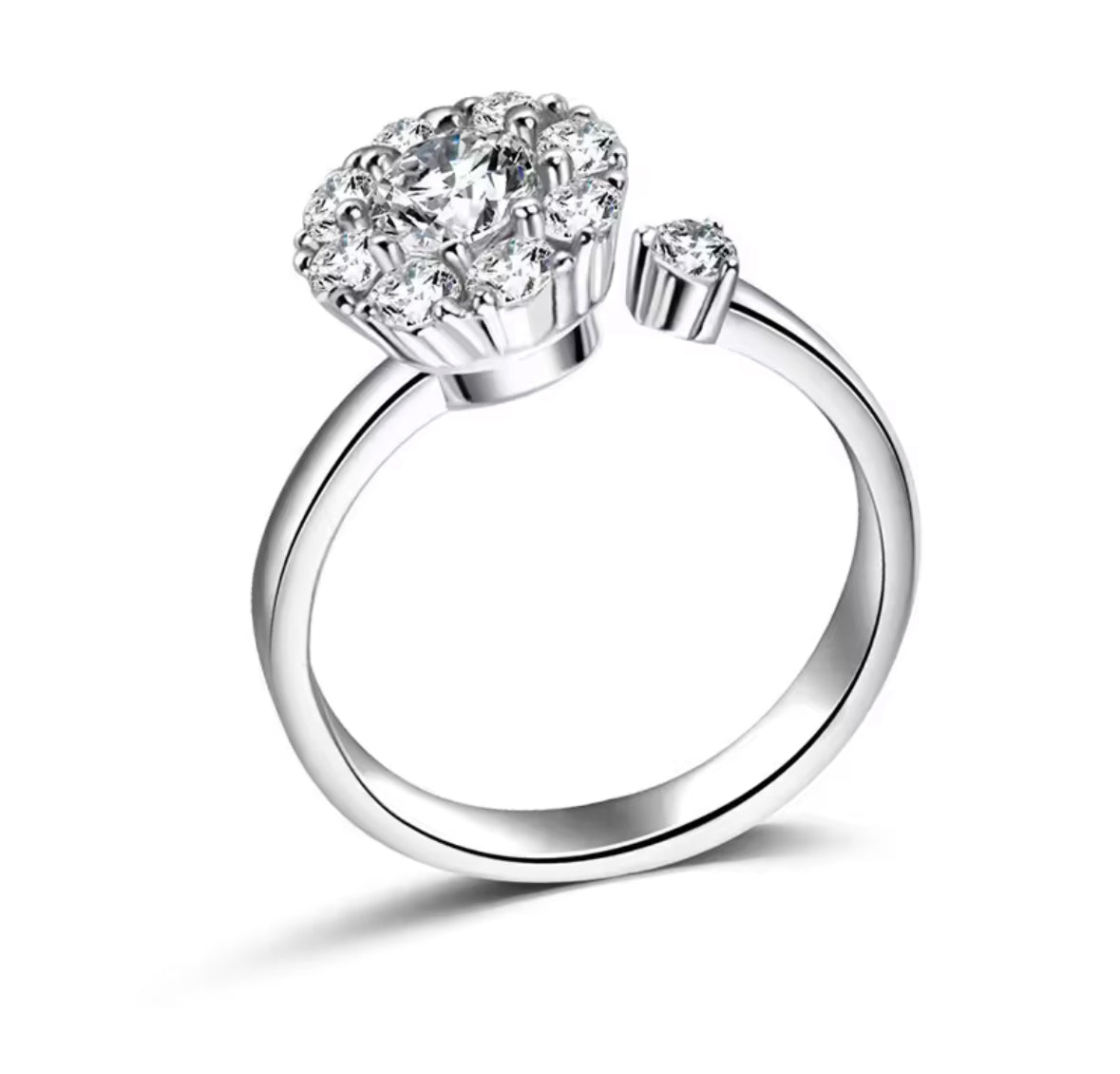 Premium CZ Stones Studded Adjustable Size Anti Anxiety Spinny Hand Finger Ring For Women and Girls