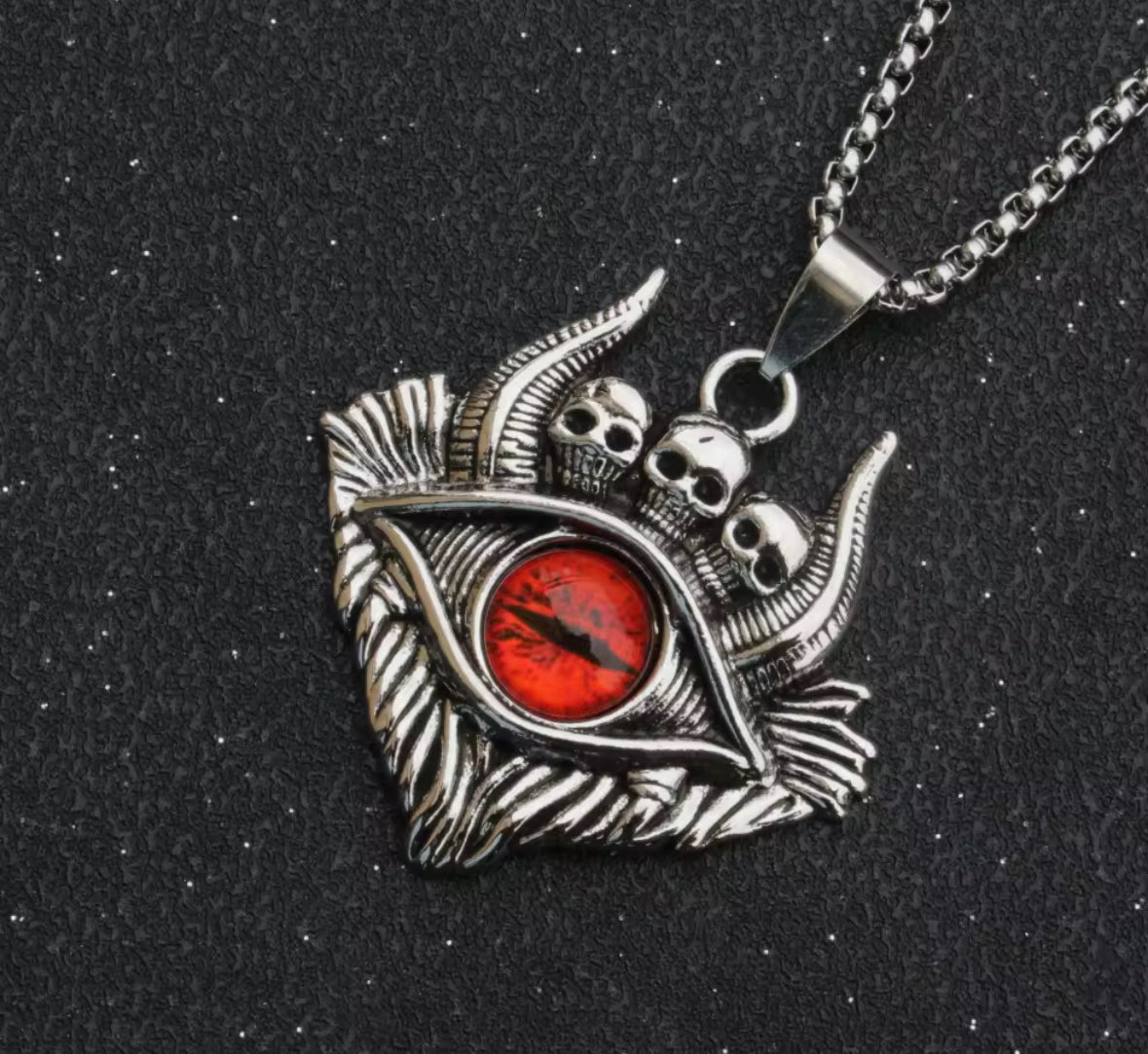Ghost Evil Eye Western Necklace Pendent Chain