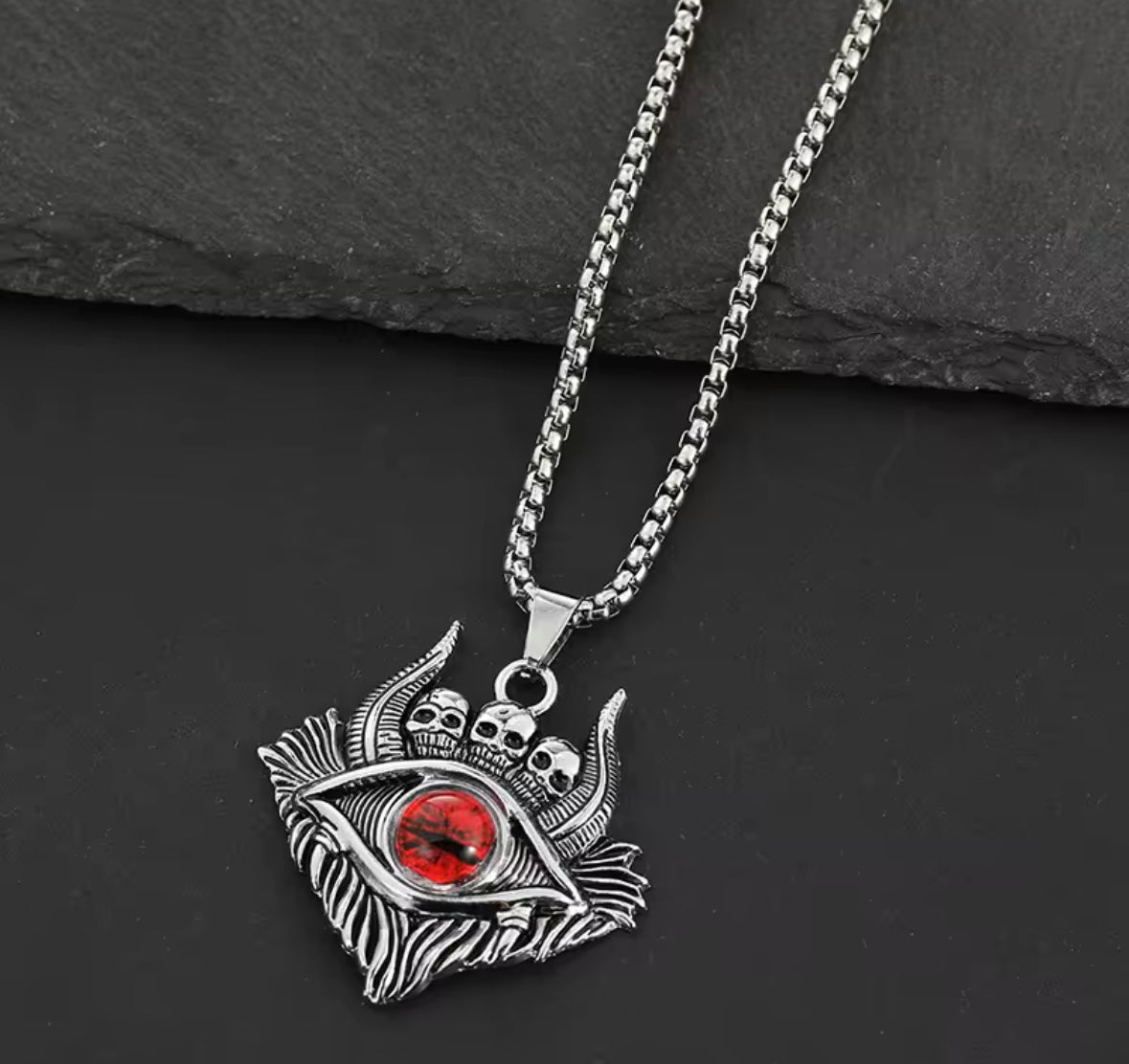 Ghost Evil Eye Western Necklace Pendent Chain