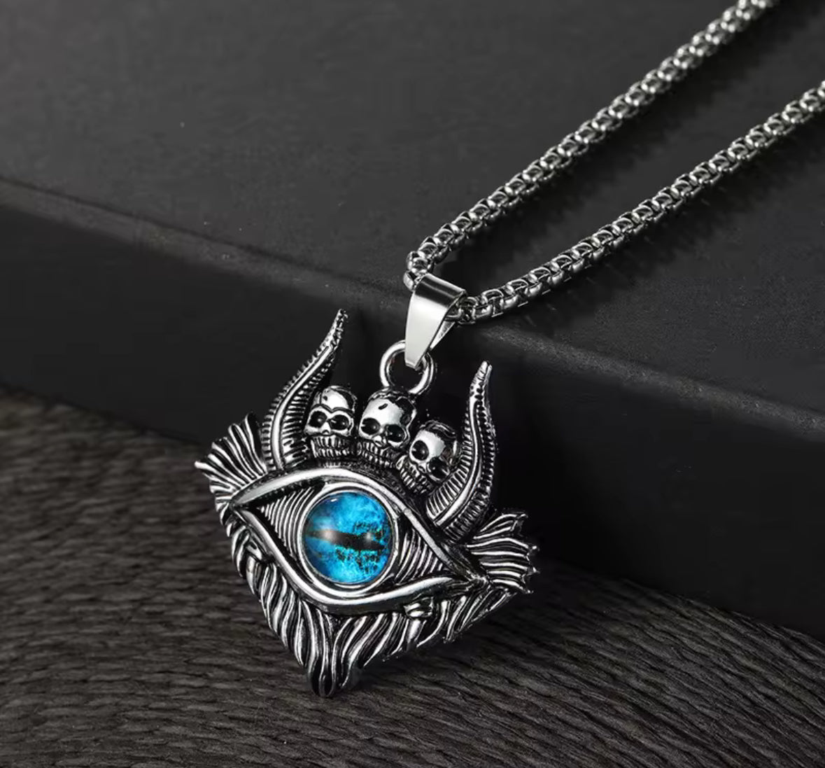 Ghost Evil Eye Western Necklace Pendent Chain