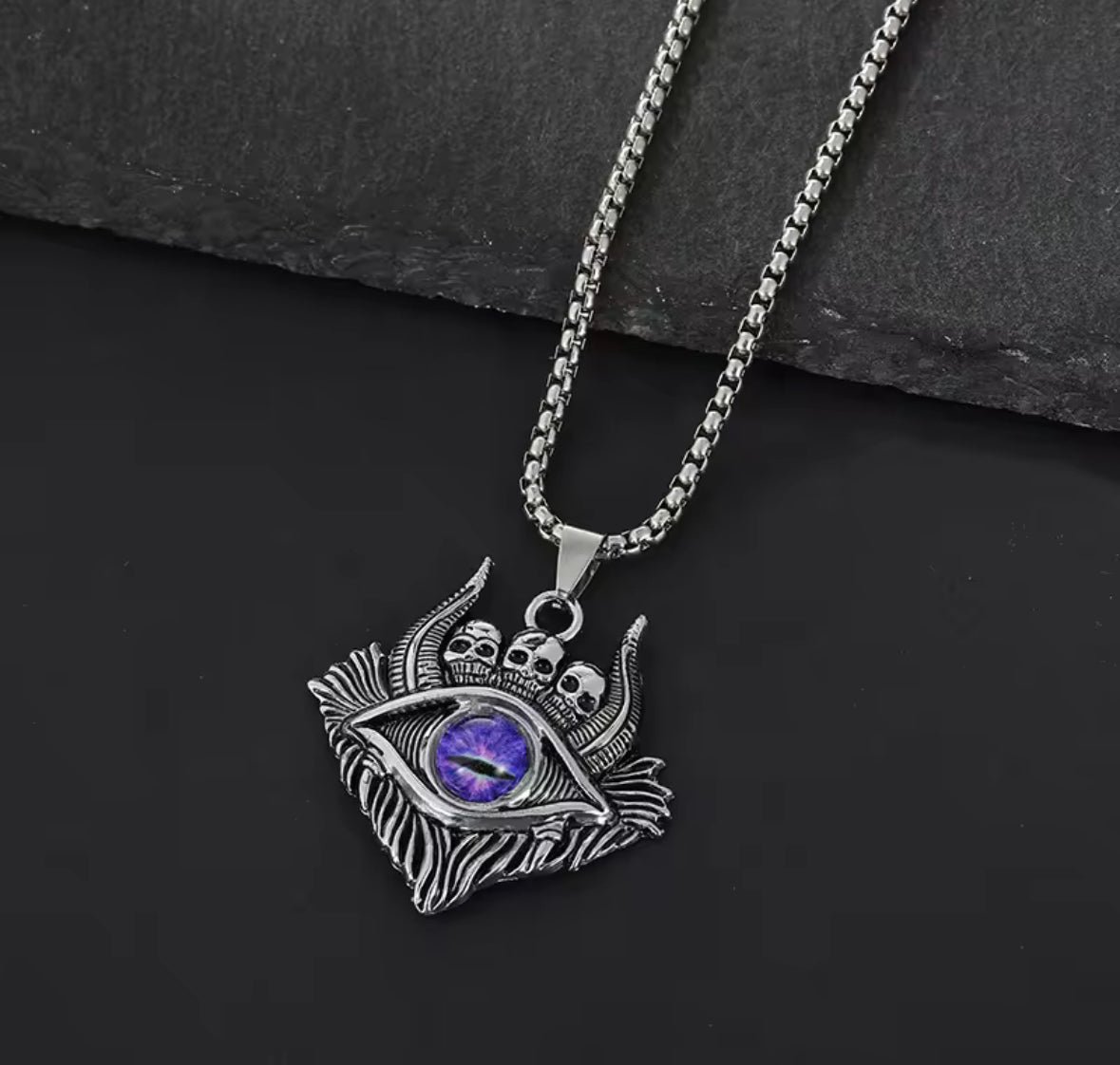 Ghost Evil Eye Western Necklace Pendent Chain