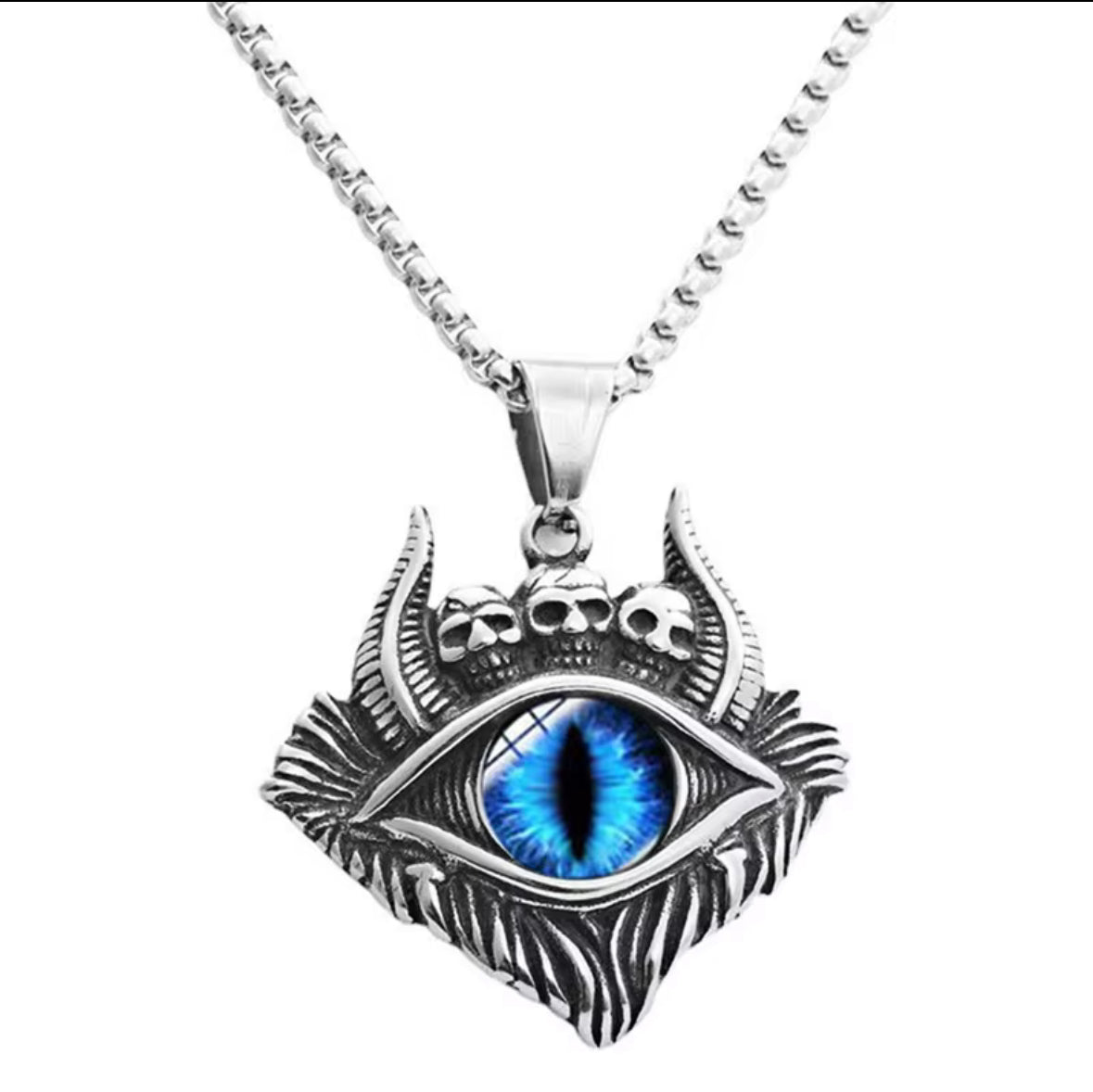 Ghost Evil Eye Western Necklace Pendent Chain