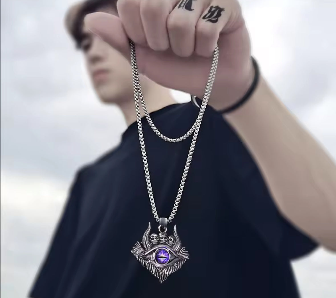 Ghost Evil Eye Western Necklace Pendent Chain