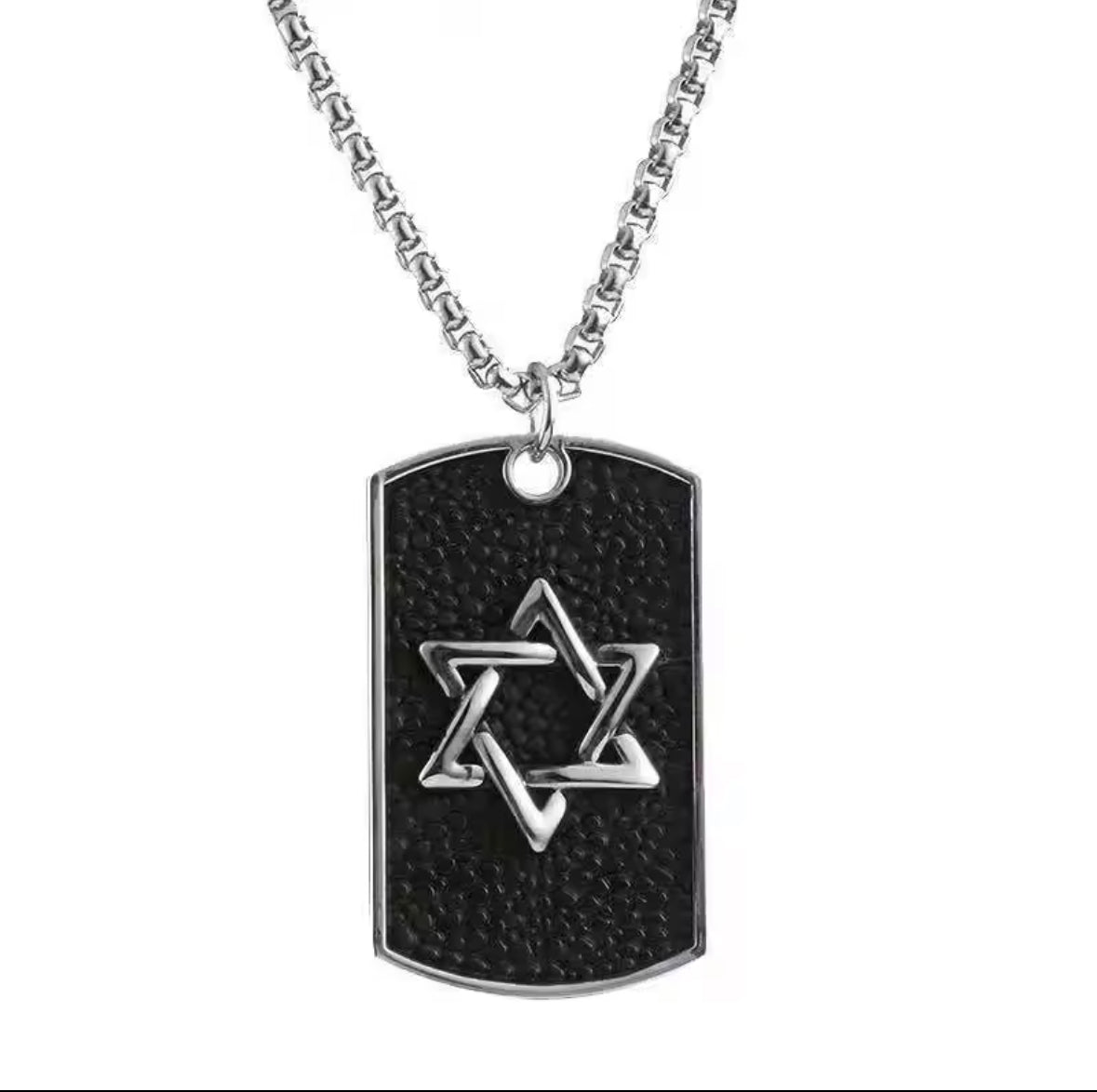 Hexagon Black and Silver Western Necklace Pendent Chain
