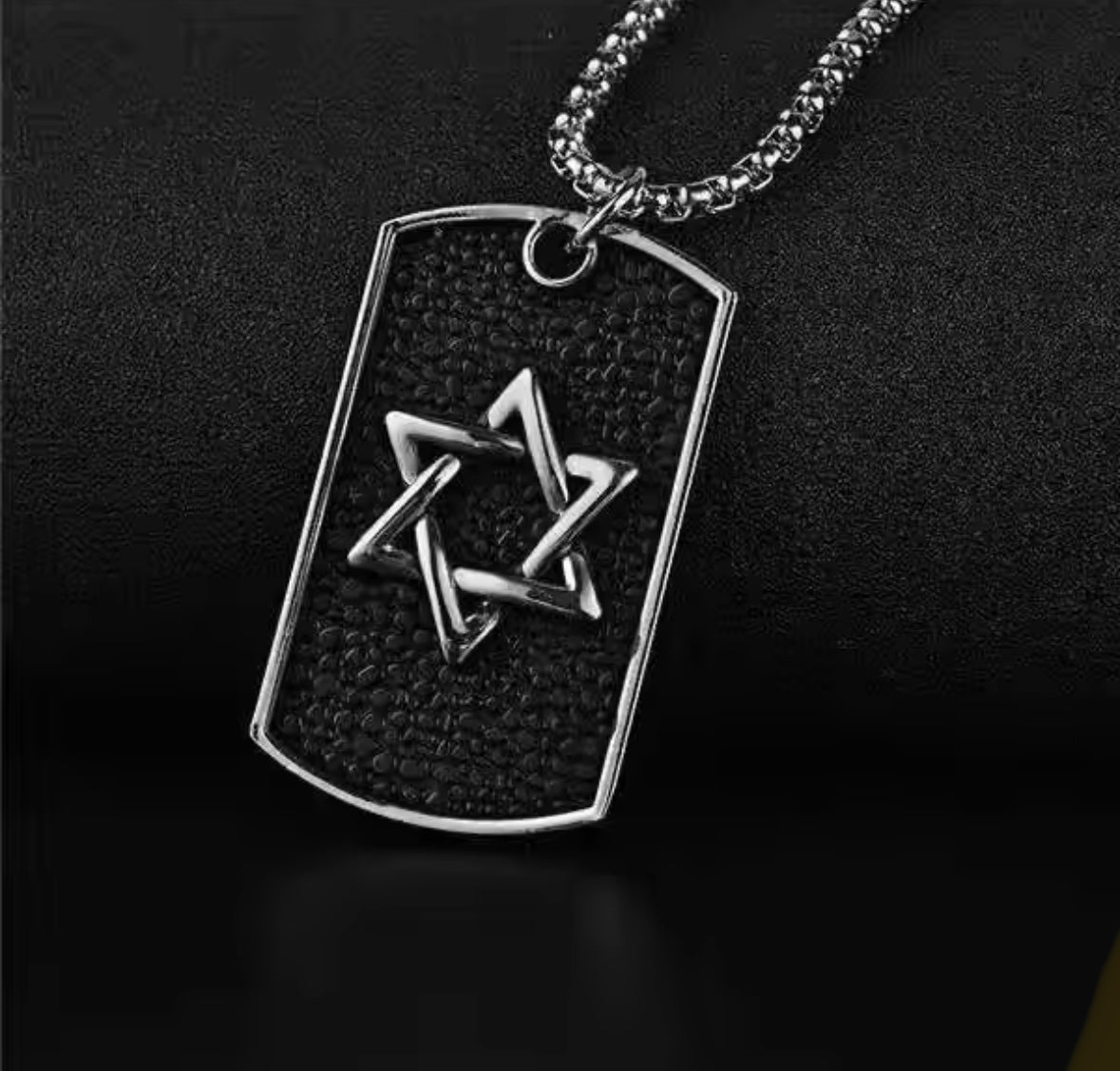 Hexagon Black and Silver Western Necklace Pendent Chain