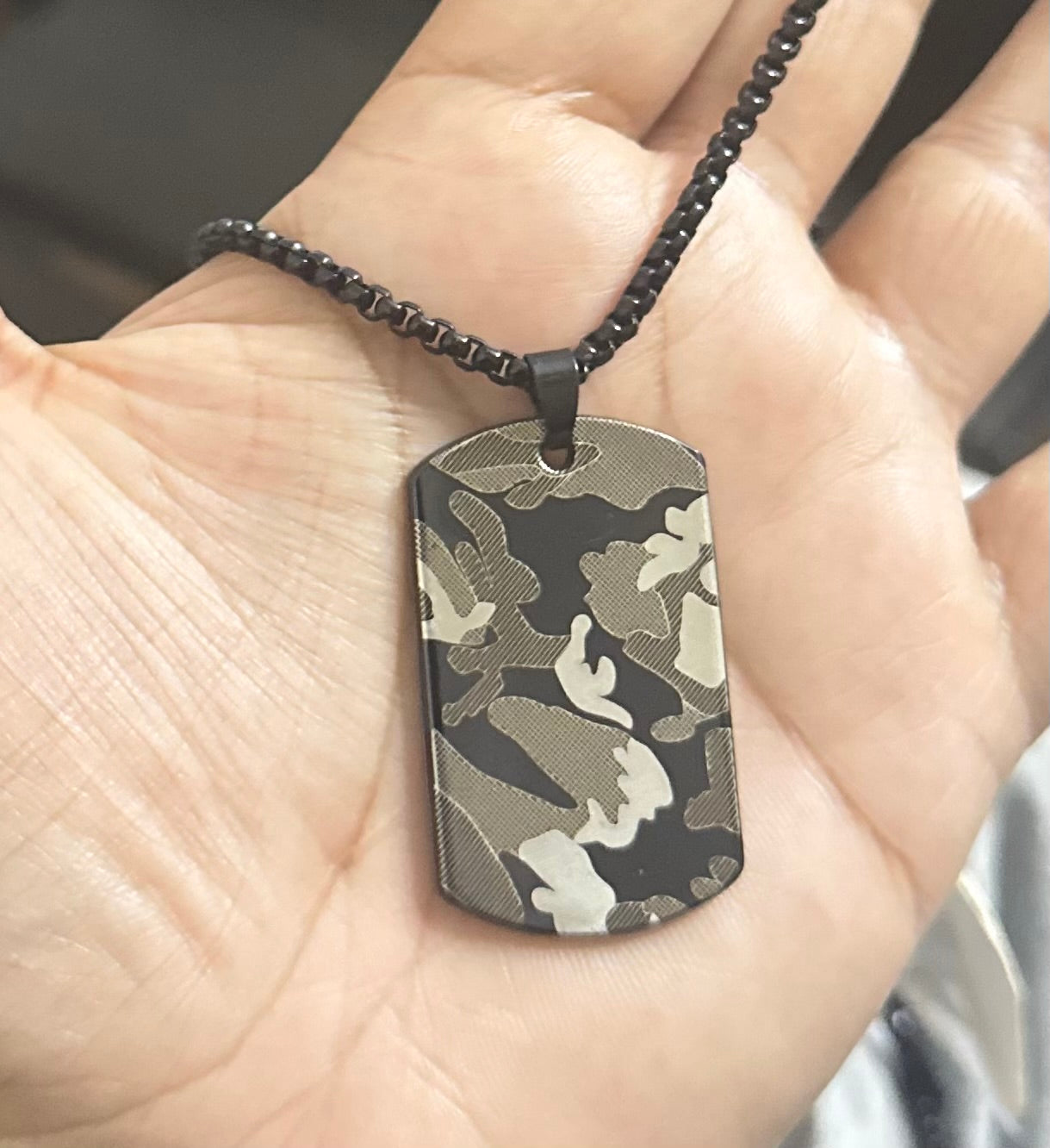 Camouflage Green Western Stainless Steel Necklace Pendent Chain