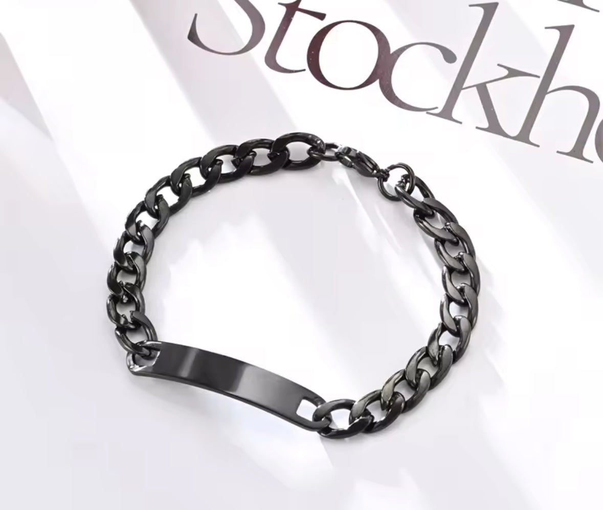 Premium Stainless Steel Classic Plate Style Hand Wristband Bracelet for Men and Boys