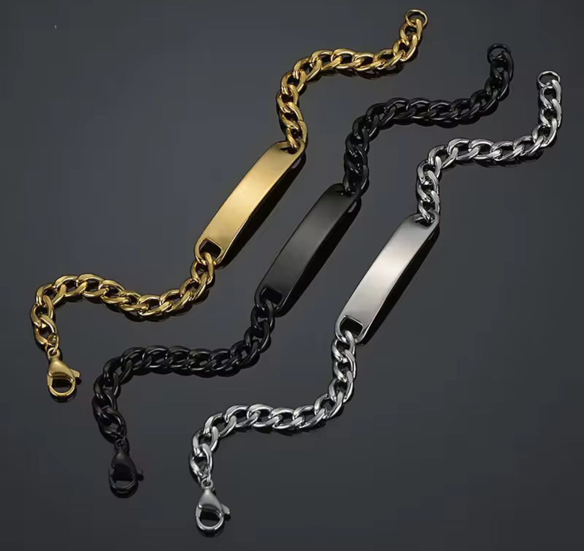 Premium Stainless Steel Classic Plate Style Hand Wristband Bracelet for Men and Boys