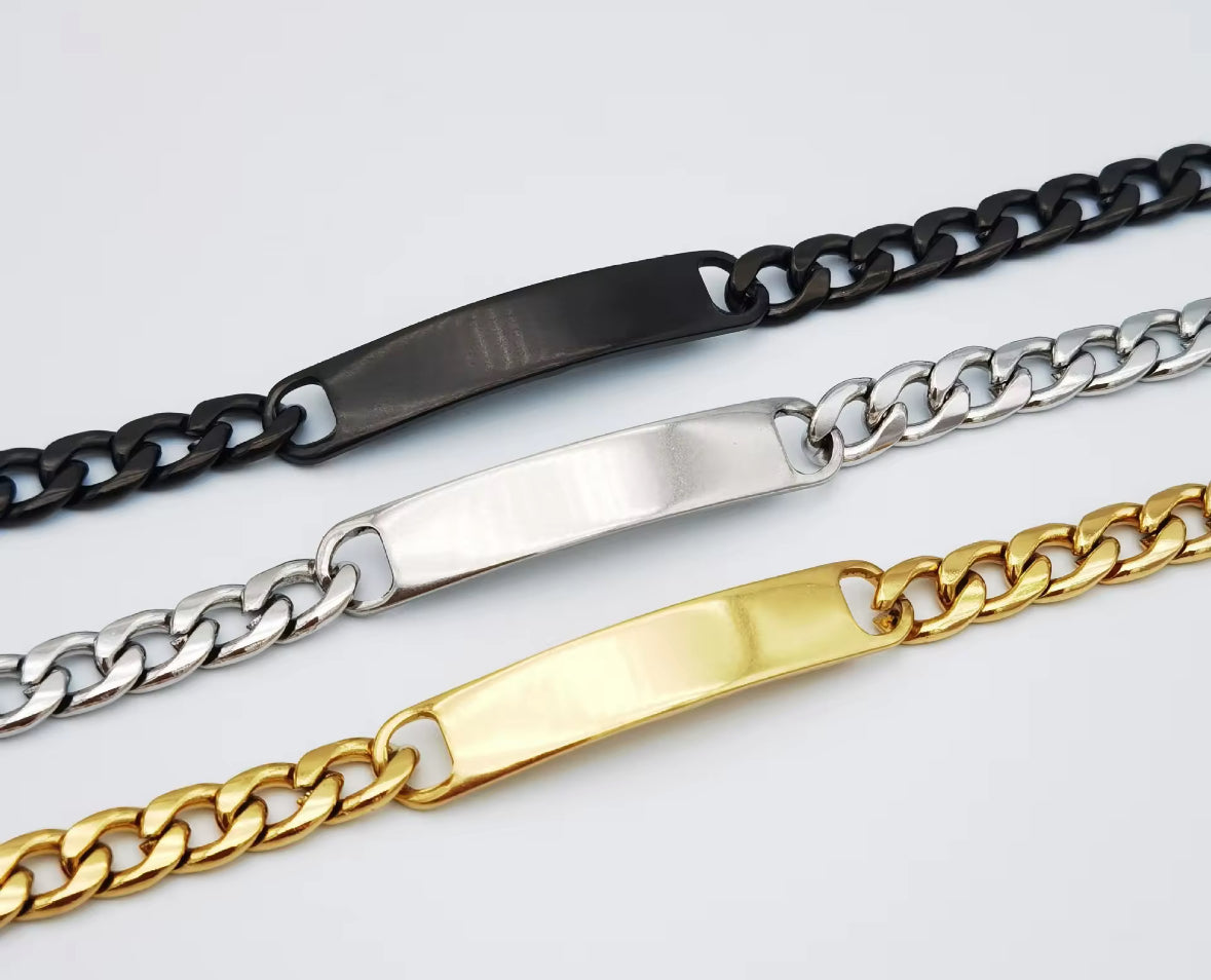 Premium Stainless Steel Classic Plate Style Hand Wristband Bracelet for Men and Boys