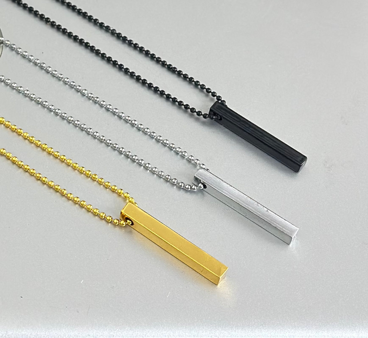 Set of Black, Golden and Silver Bar Necklace Pendant Chain