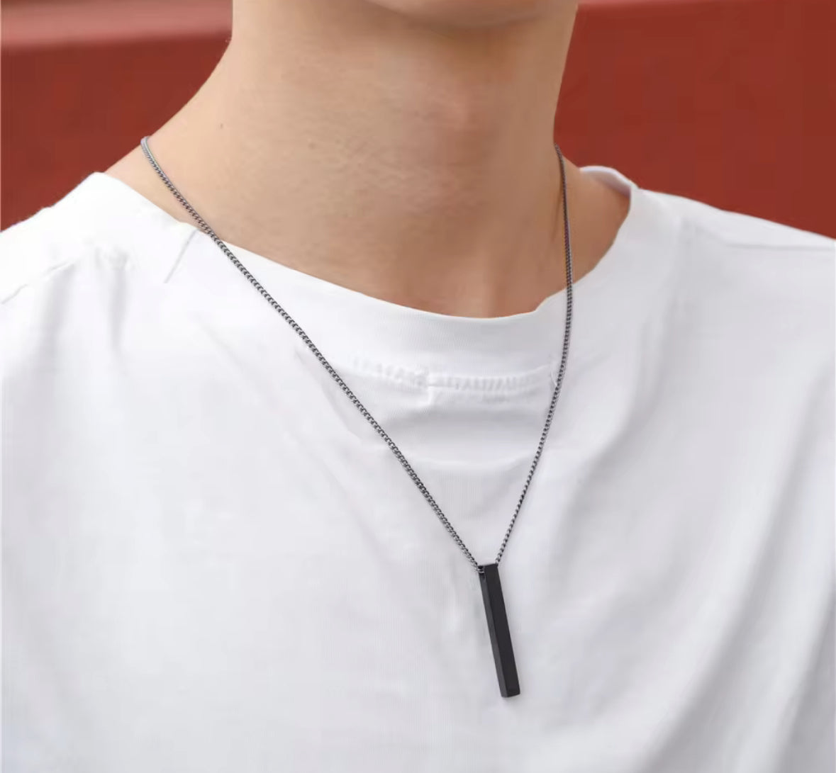 Set of Black, Golden and Silver Bar Necklace Pendant Chain