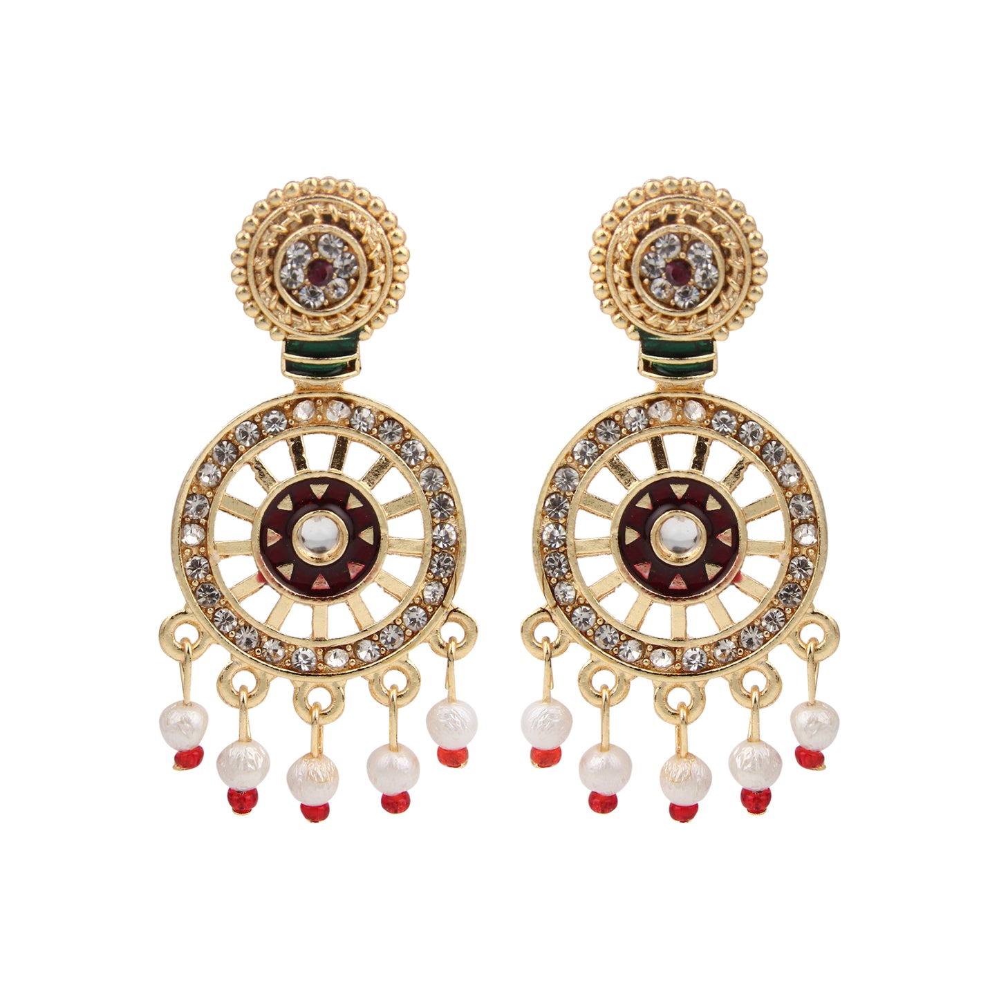 Designer Multi-Layer Pearl & Kundan Pendant Necklace Set with Matching Earrings - Perfect for Weddings & Festive Celebrations