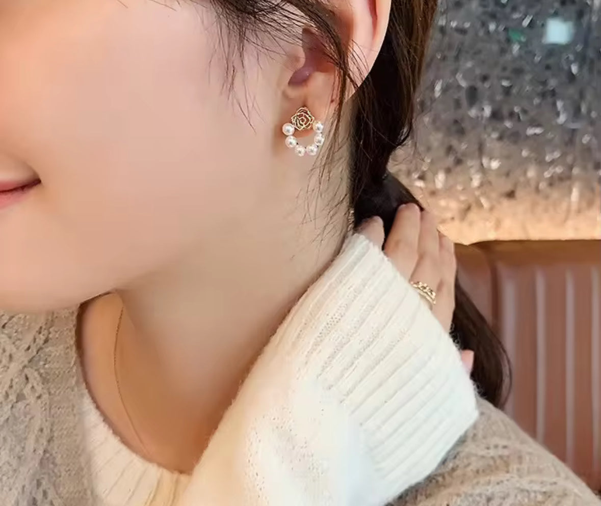 Designer Minimal Pearl Korean Push Plugs Stud Earrings