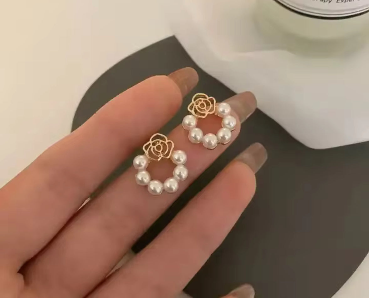 Designer Minimal Pearl Korean Push Plugs Stud Earrings