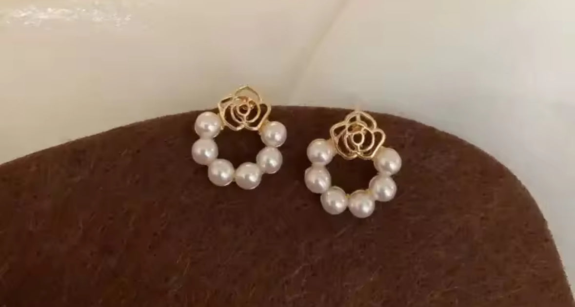 Designer Minimal Pearl Korean Push Plugs Stud Earrings