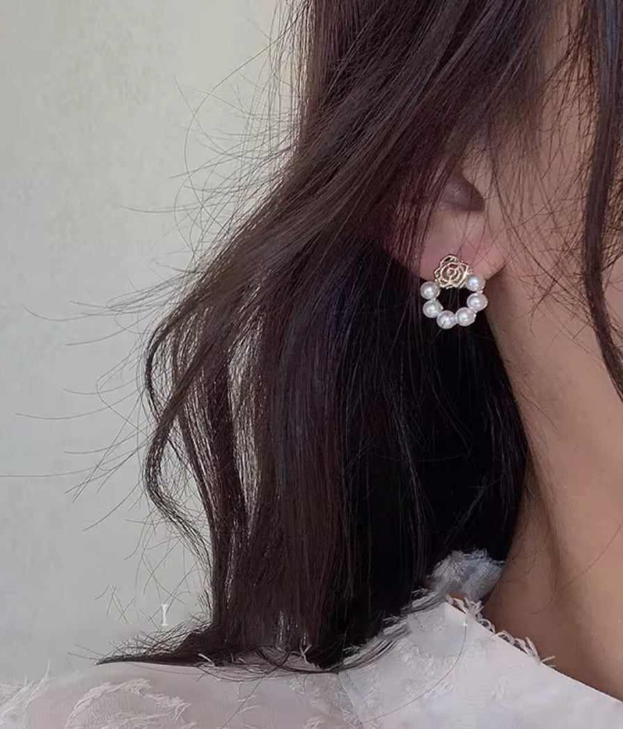 Designer Minimal Pearl Korean Push Plugs Stud Earrings