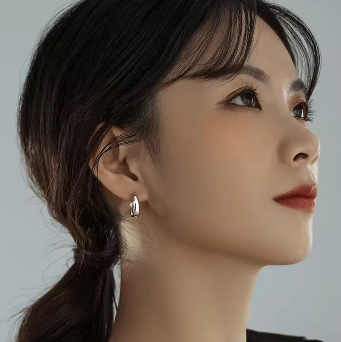 Minimal Hoop Style Stainless Steel Silver Earrings For Women and Girls
