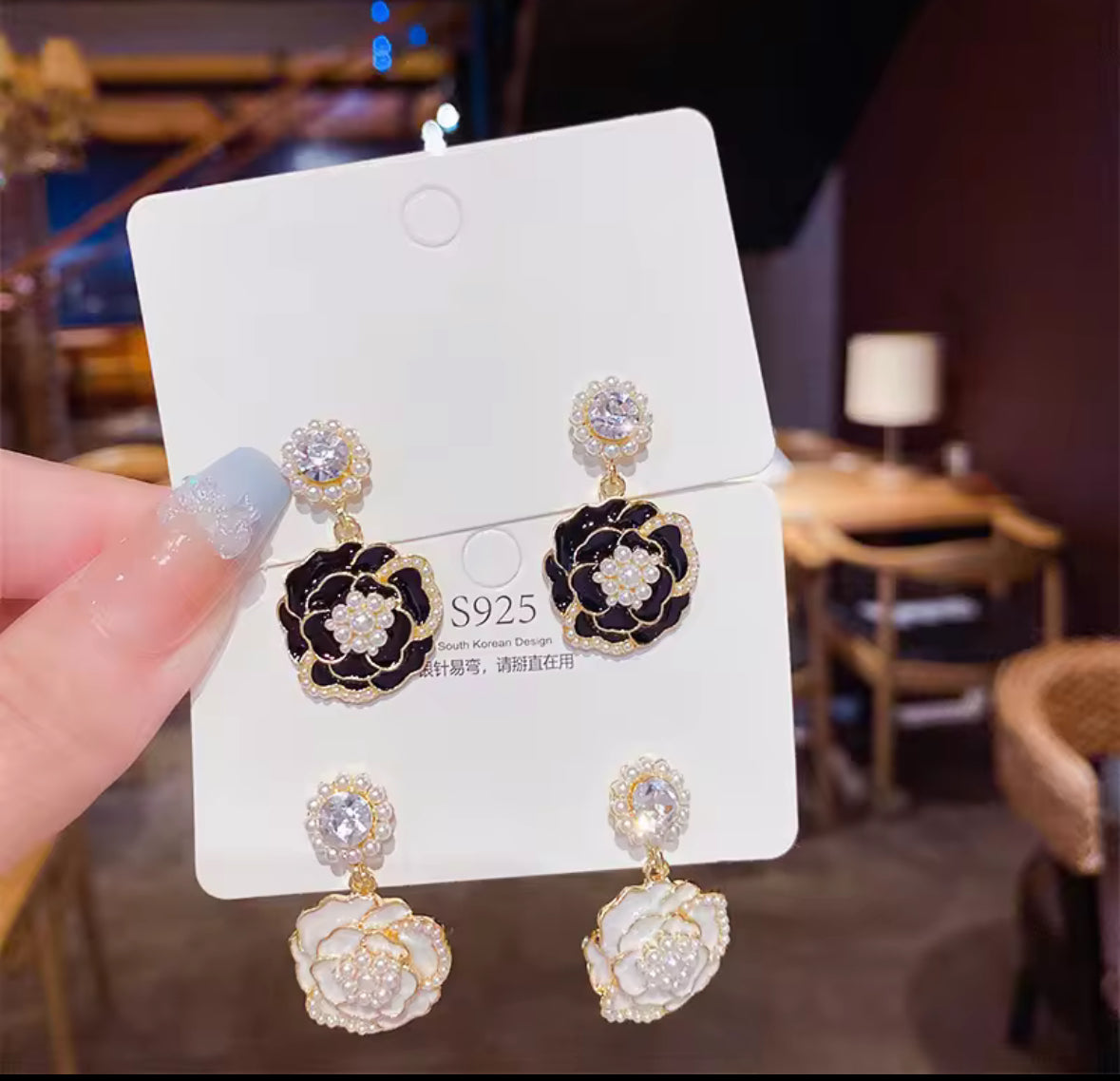 Combo of 2 Stones Studded Butterfly Korean Push Plugs Dangle Drop Earrings