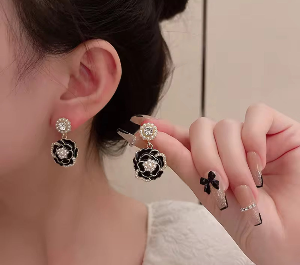 Combo of 2 Stones Studded Butterfly Korean Push Plugs Dangle Drop Earrings