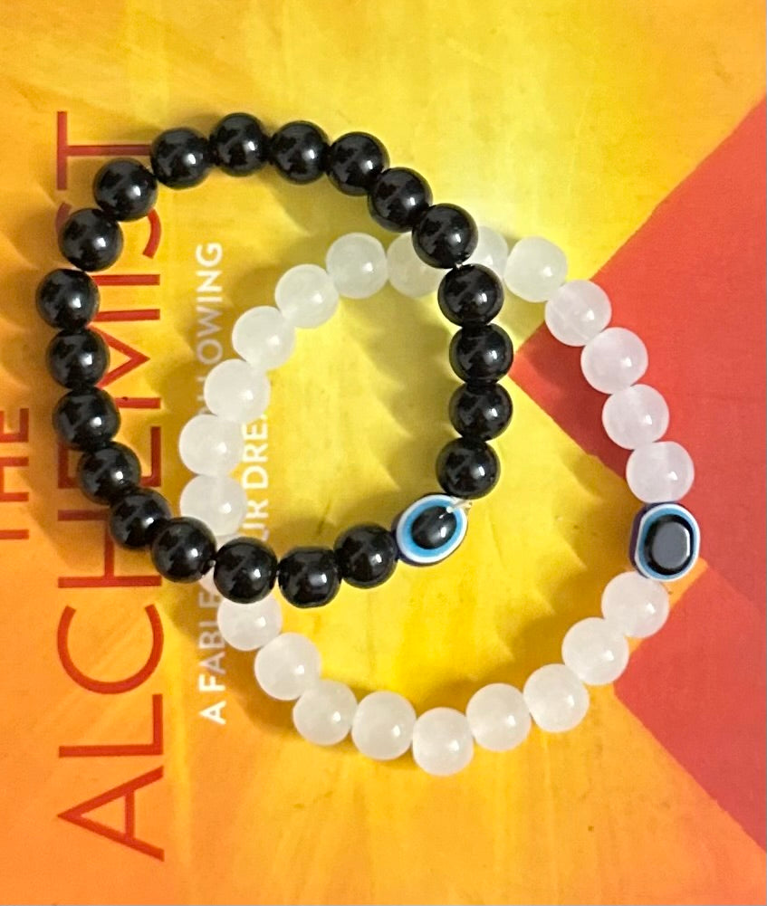 Combo of 2 Onxy Beads Adjustable Unisex Hand Bracelet