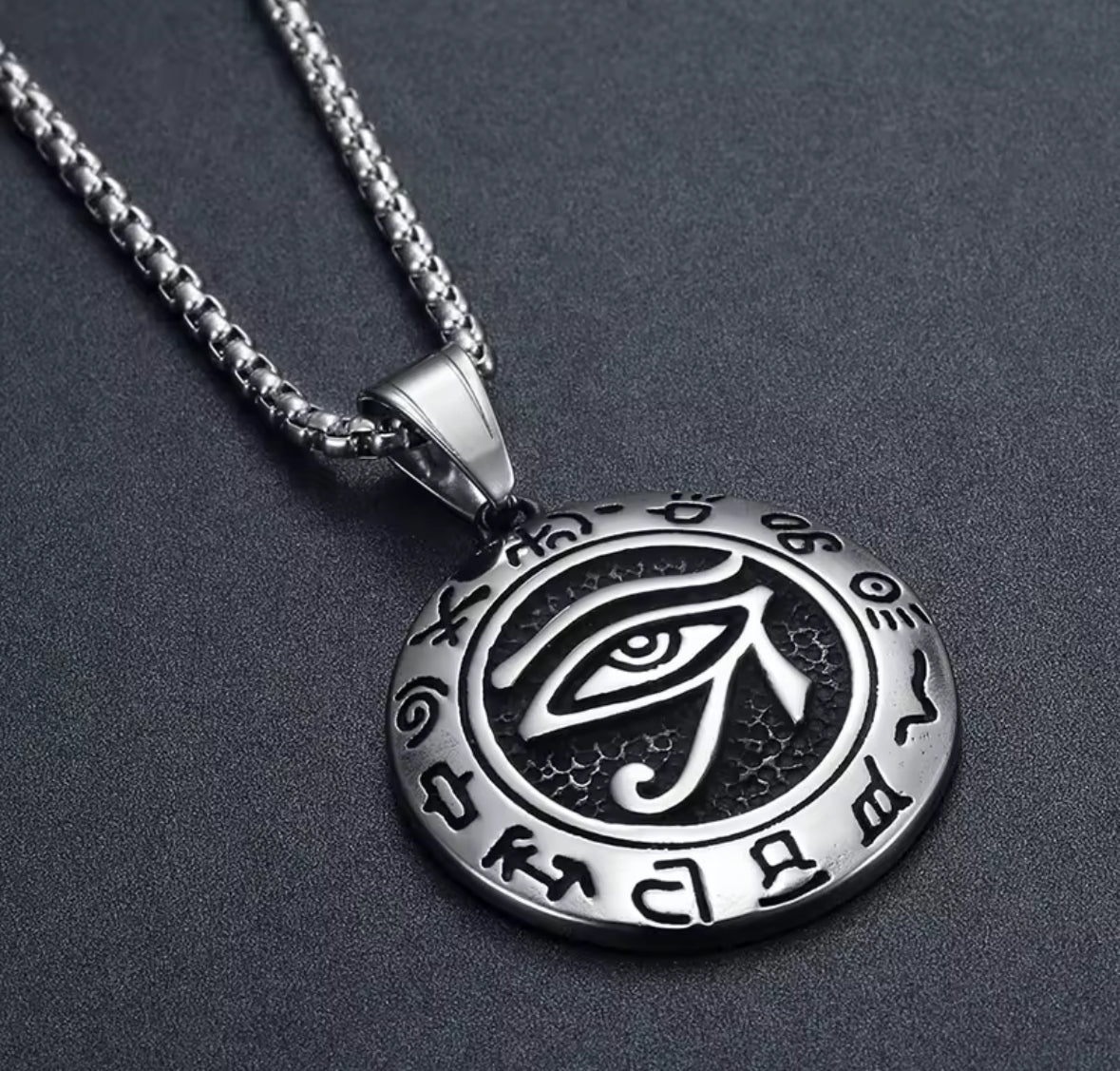 Silver Eye of Horus Pendant Necklace – Ancient Egyptian Protection Symbol Jewelry