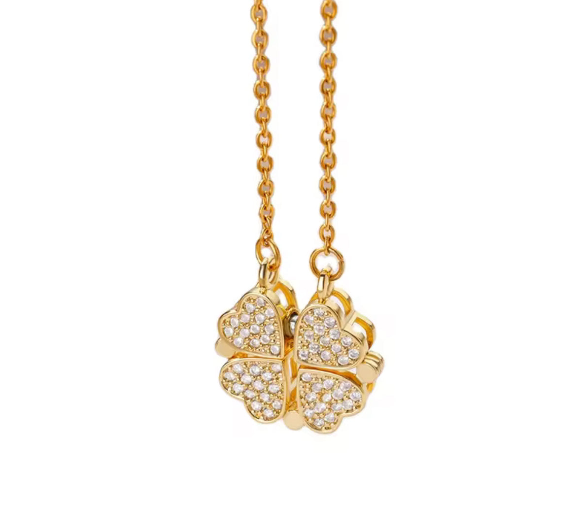 Elegant Gold Magnetic Stones Studded Pendant Necklace – Dainty & Minimalist Jewelry