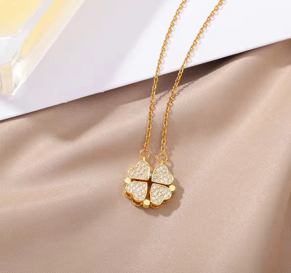 Elegant Gold Magnetic Stones Studded Pendant Necklace – Dainty & Minimalist Jewelry