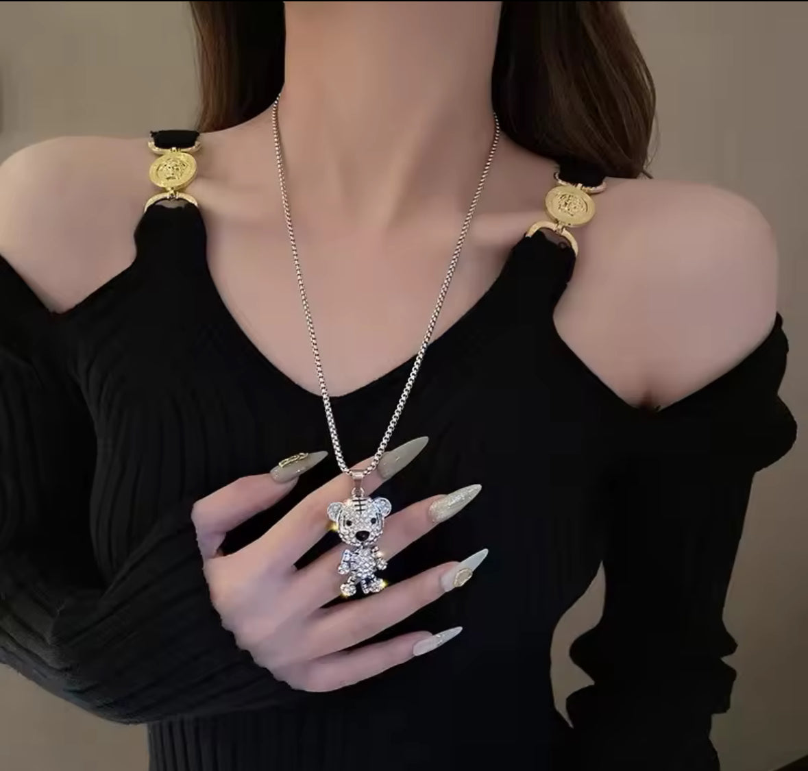 Iced Out Teddy Bear Pendant Necklace – Hip Hop Unisex Jewelry