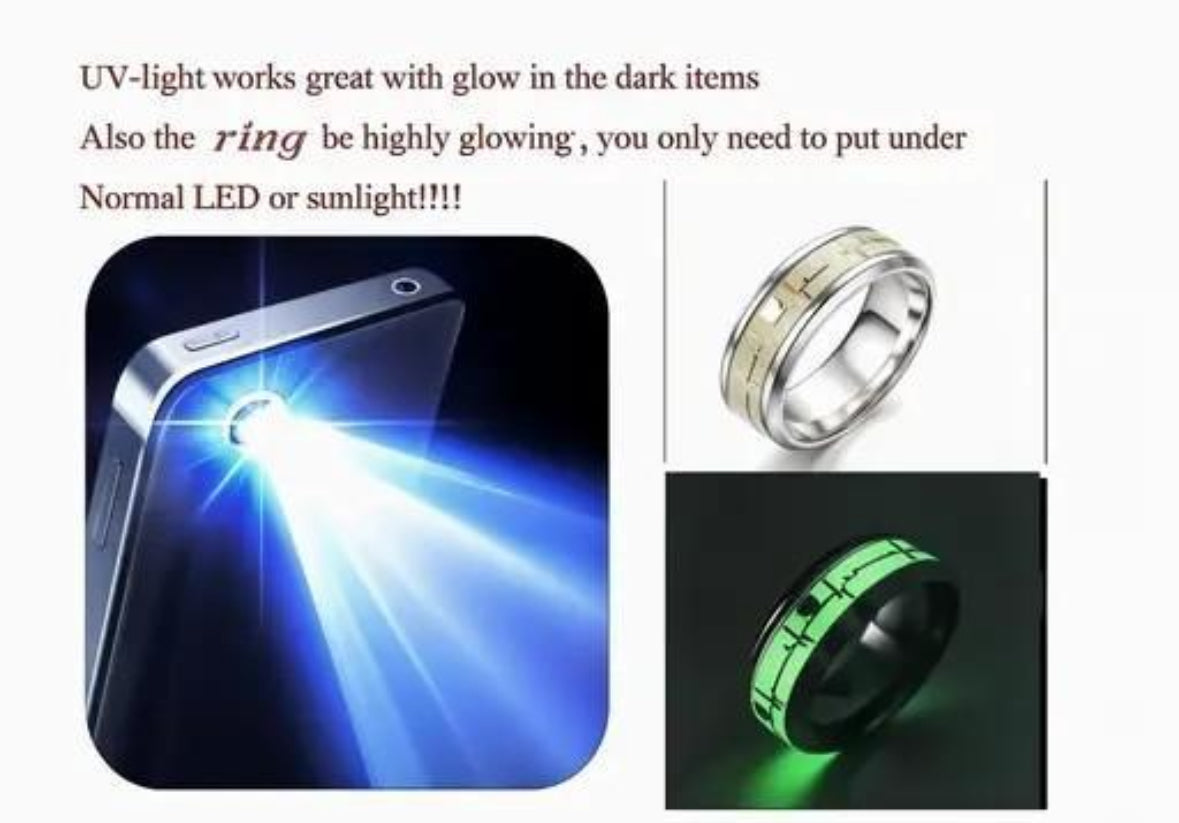 Glow in the Dark Heartbeat Ring Necklace – Unisex Pendant Jewelry