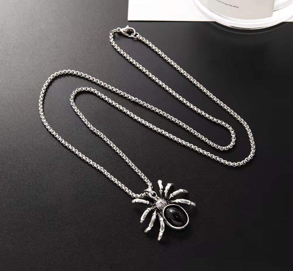 Stylish Spider Pendant Necklace with Black Stone | Unique Necklace Jewelry