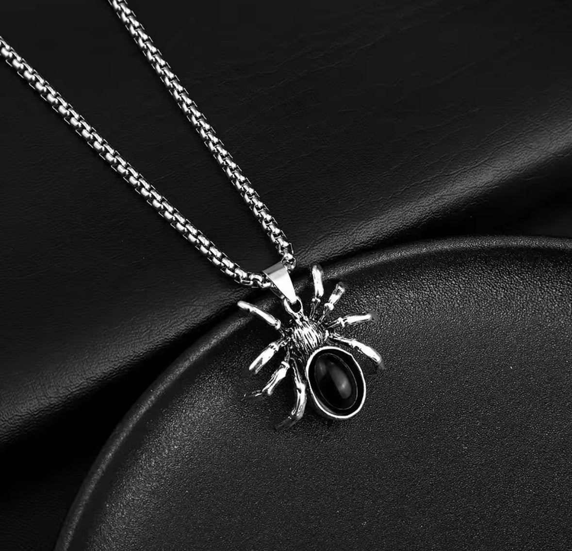 Stylish Spider Pendant Necklace with Black Stone | Unique Necklace Jewelry