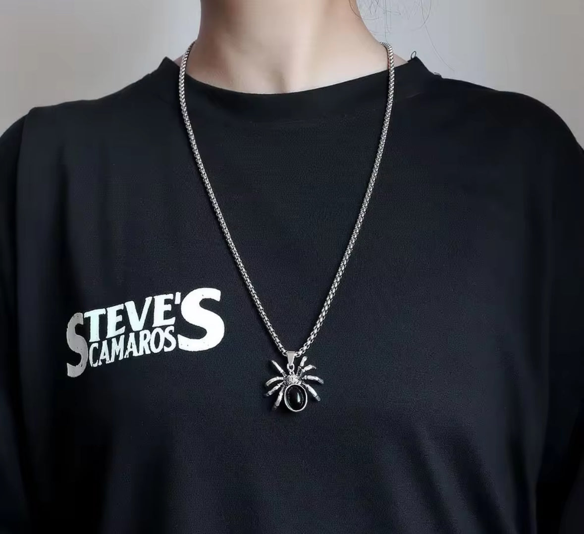 Stylish Spider Pendant Necklace with Black Stone | Unique Necklace Jewelry