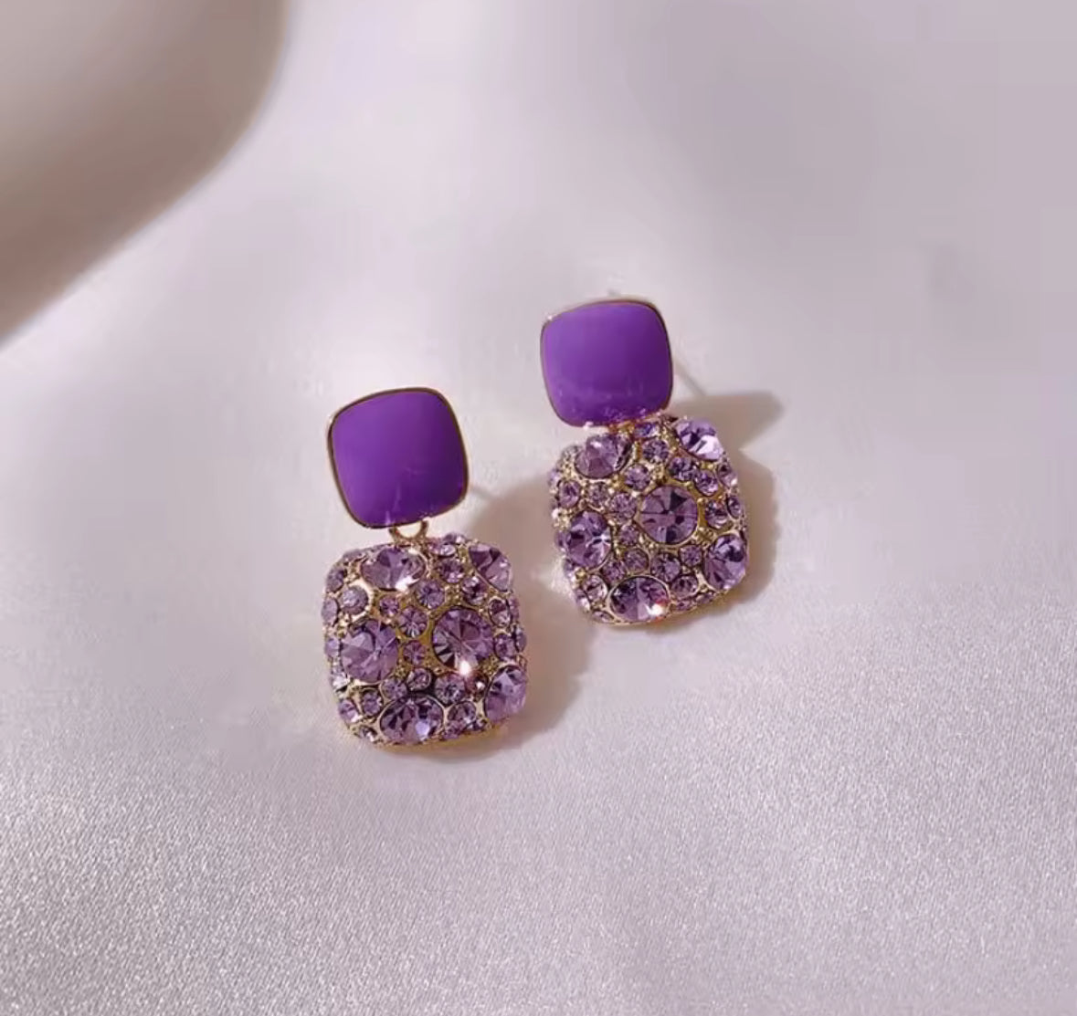 Stones Studded Korean Push Plugs Stud Earrings