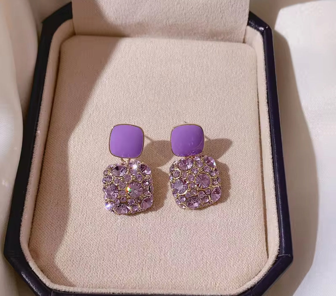 Stones Studded Korean Push Plugs Stud Earrings