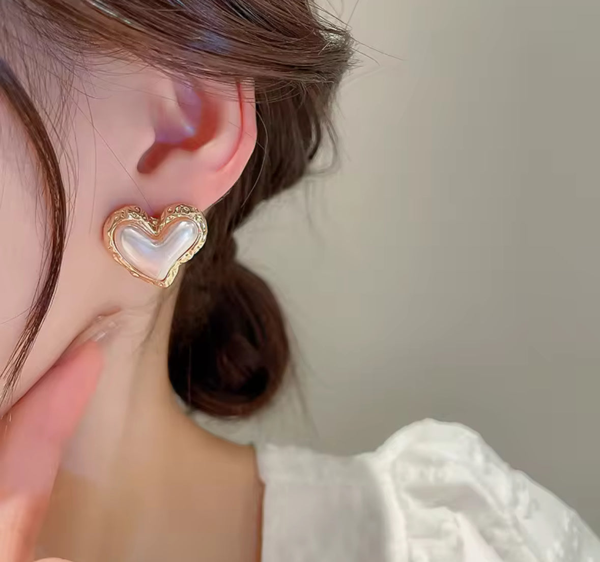 Heart Style Studs Trendy Korean Imitation Earrings – Chic & Affordable Styles