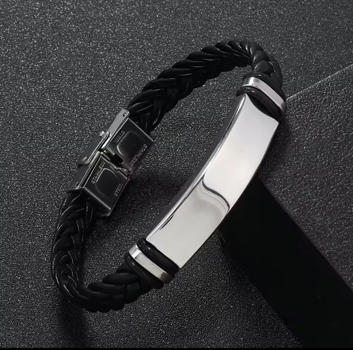 Men's Braided Leather Bracelet with Stainless Steel Clasp – Stylish & Durable Wristband
