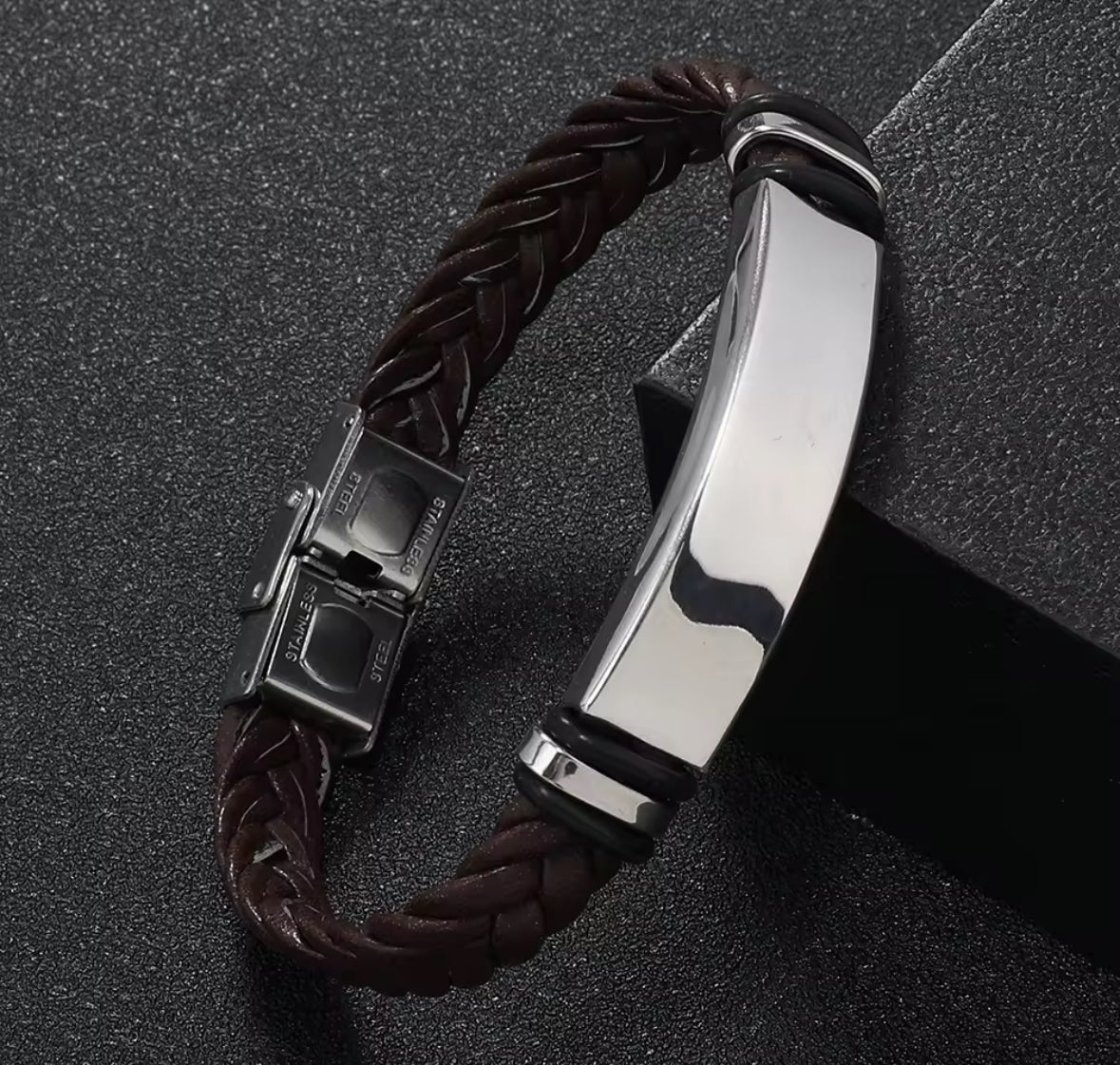 Men's Braided Leather Bracelet with Stainless Steel Clasp – Stylish & Durable Wristband