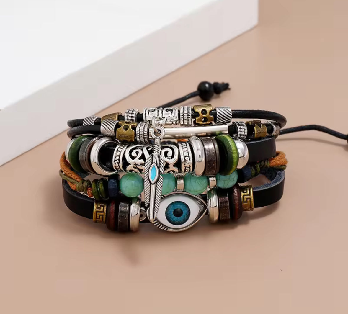 Boho Evil Eye Bracelet Set – Multilayer Beaded Charm Unisex Bracelets