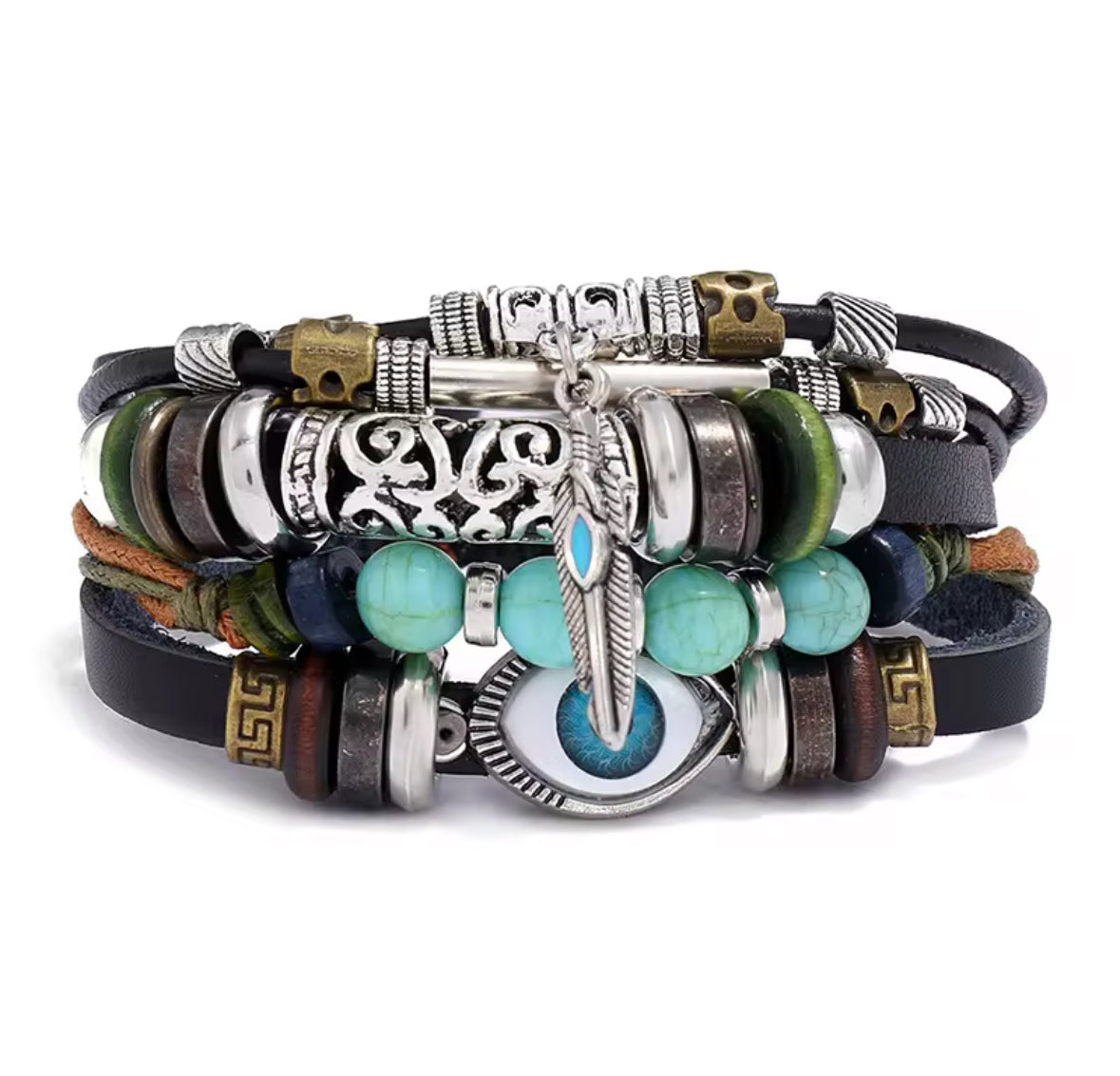 Boho Evil Eye Bracelet Set – Multilayer Beaded Charm Unisex Bracelets