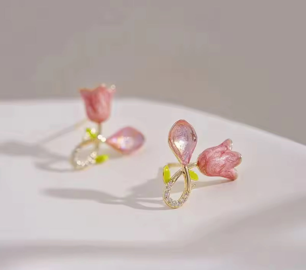 Lotus Style Stones Studded Korean Imitation Earrings – Chic & Affordable Styles