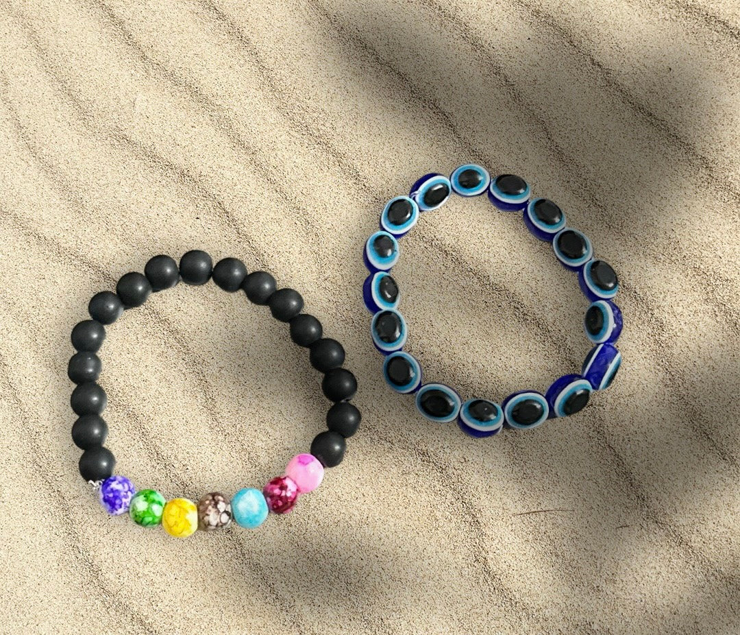 Combo of 2 Onxy Beads Adjustable Unisex Hand Bracelet