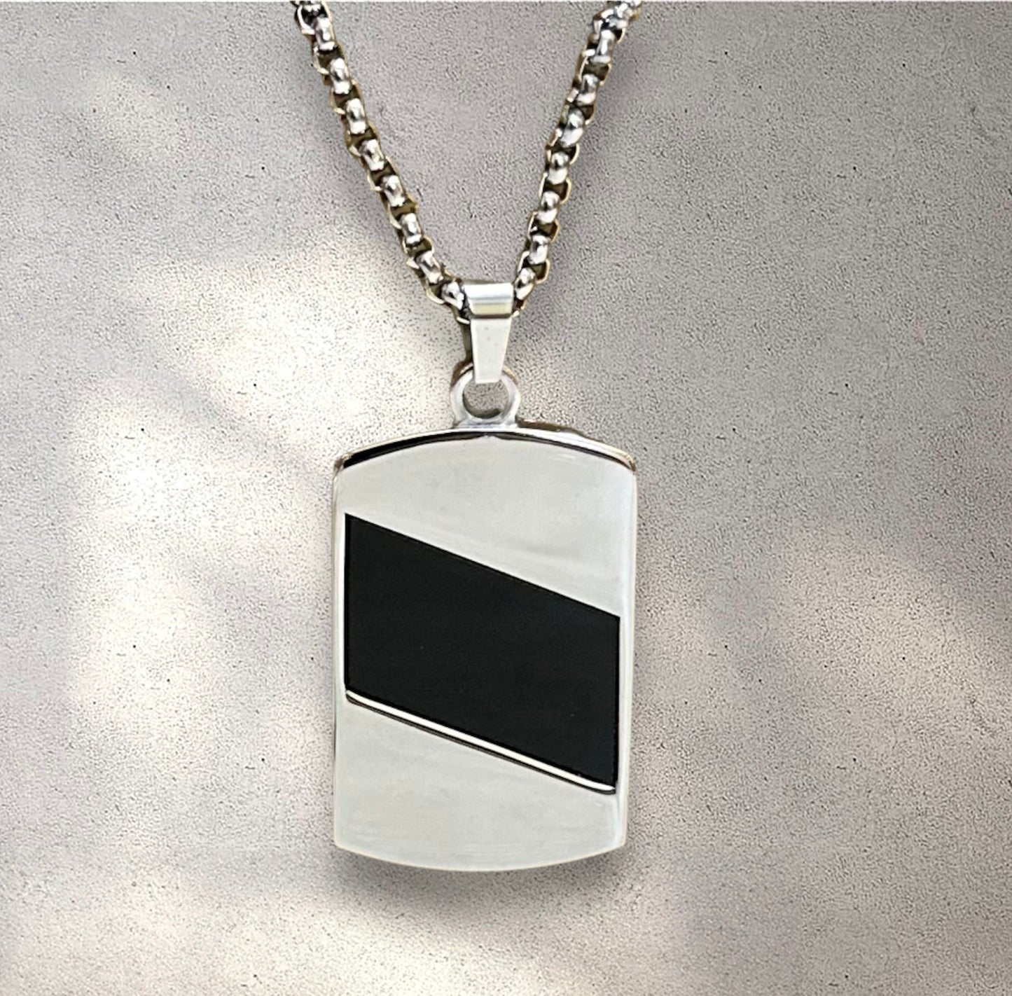 Sleek Silver and Black Colored Short Necklace Chain for Boys and Men