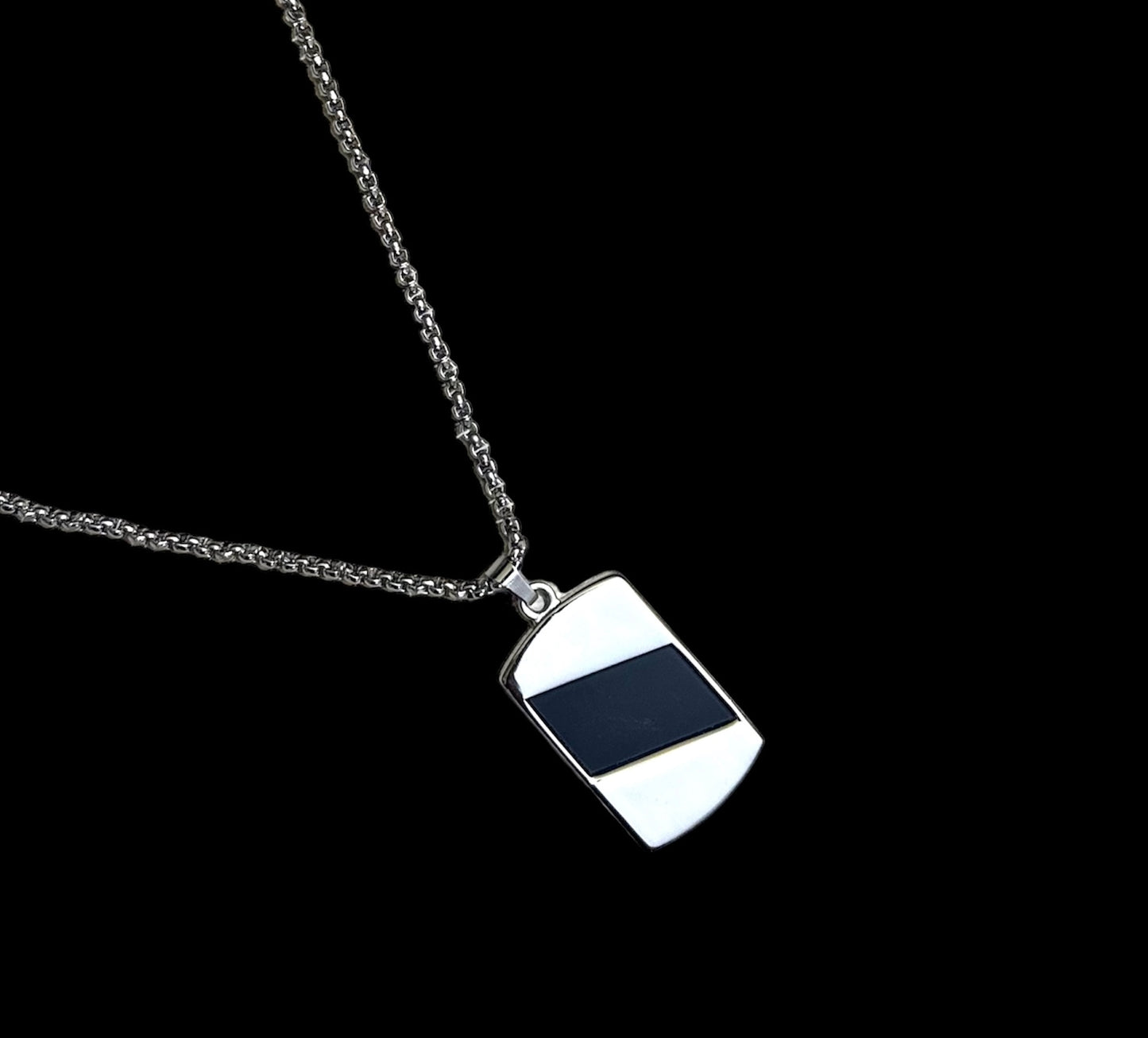 Sleek Silver and Black Colored Short Necklace Chain for Boys and Men