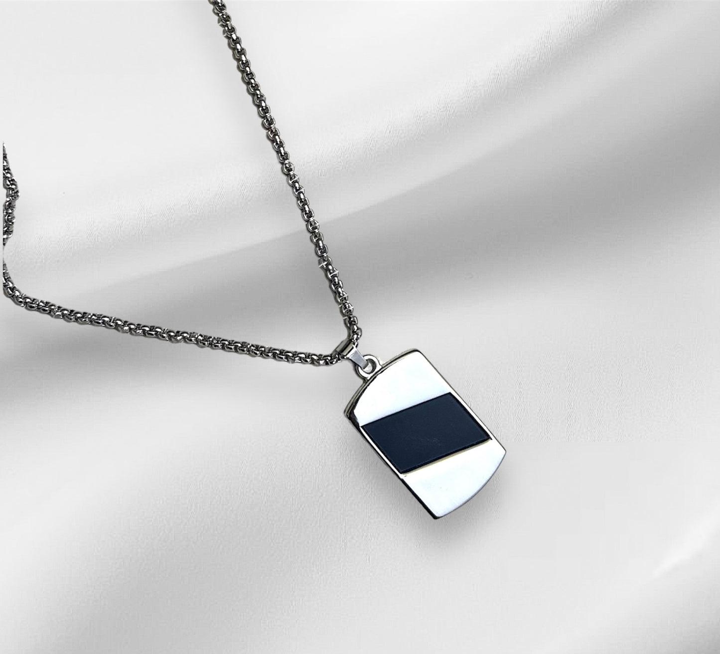 Sleek Silver and Black Colored Short Necklace Chain for Boys and Men