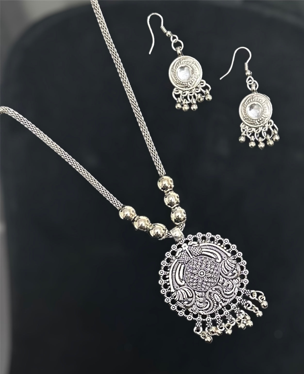Oxidised Necklace Pendent Set With Earrings