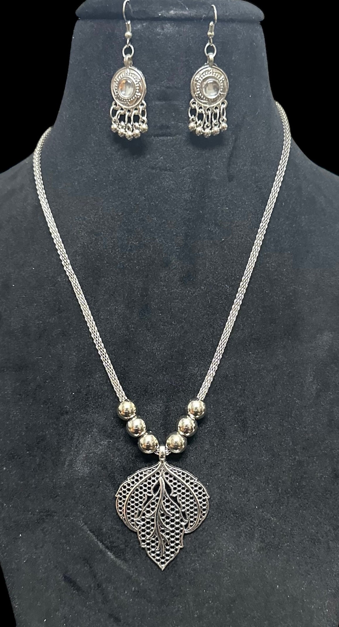 Oxidised Necklace Pendent Set With Earrings