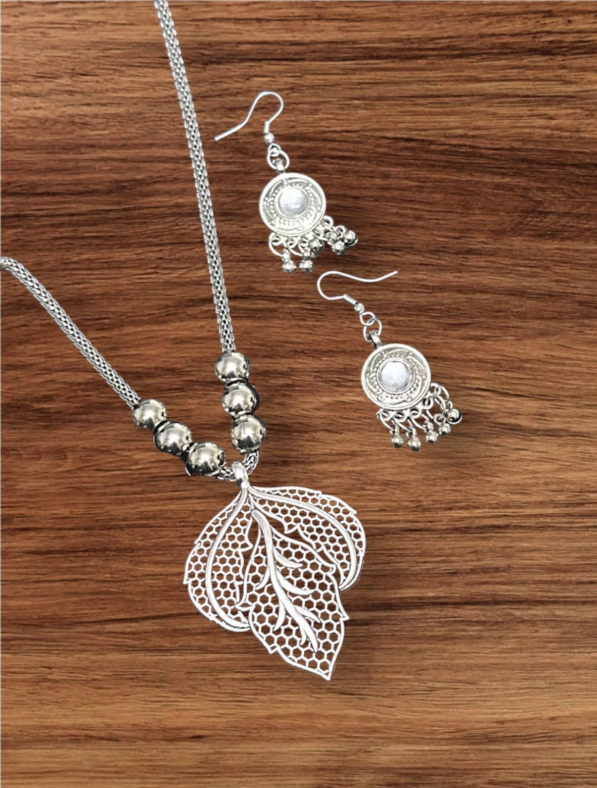 Oxidised Necklace Pendent Set With Earrings