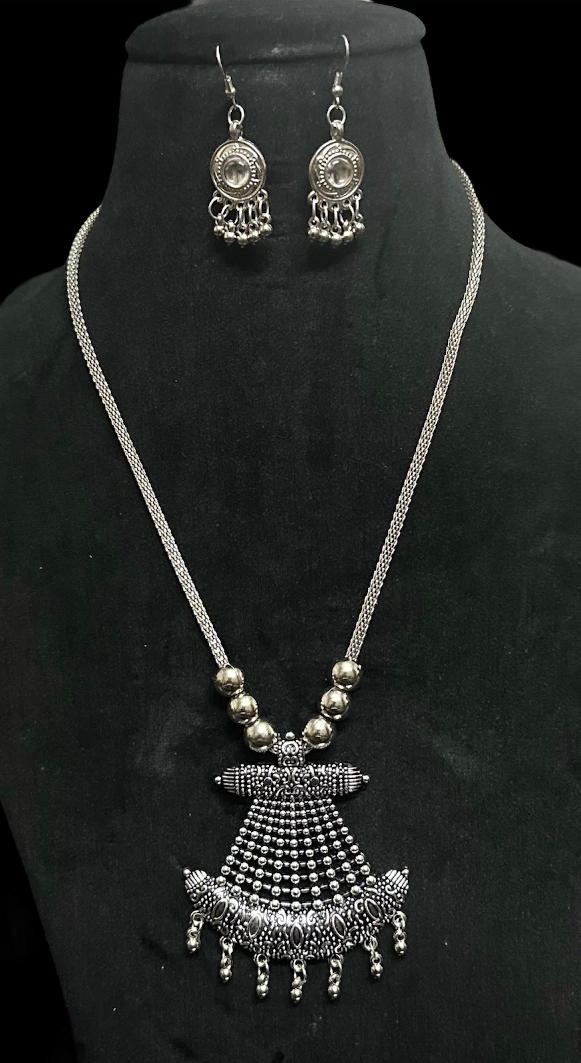 Oxidised Necklace Pendent Set With Earrings